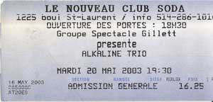 Alkaline Trio Ticket